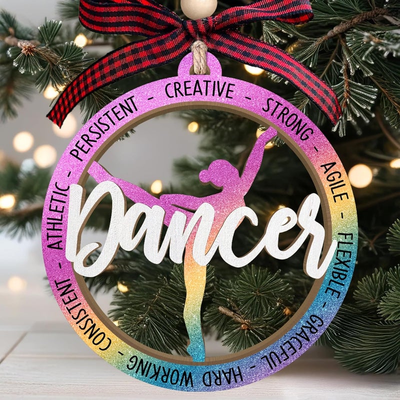 MAPDTWO Dance Ornament - Dancer Christmas Ornaments for Tree - Dancing Thank You Gifts for Dance Teacher Instructor, Girl, Team - Dancer Gifts for Women, Teens - 2 Layered Wood Ornament 2025 - Image 1